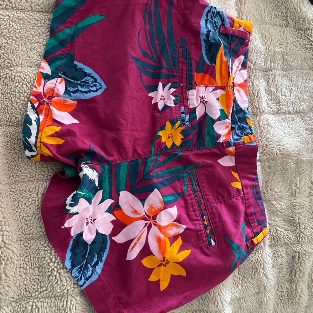 Old Navy Women's High Waist Floral Shorts - Pink and Yellow